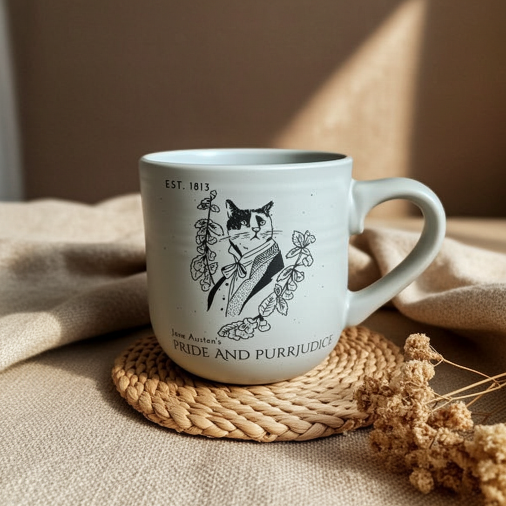 Mr Darcy “Pride and Purrjudice” Cat Mug | Stoneware 360 ml
