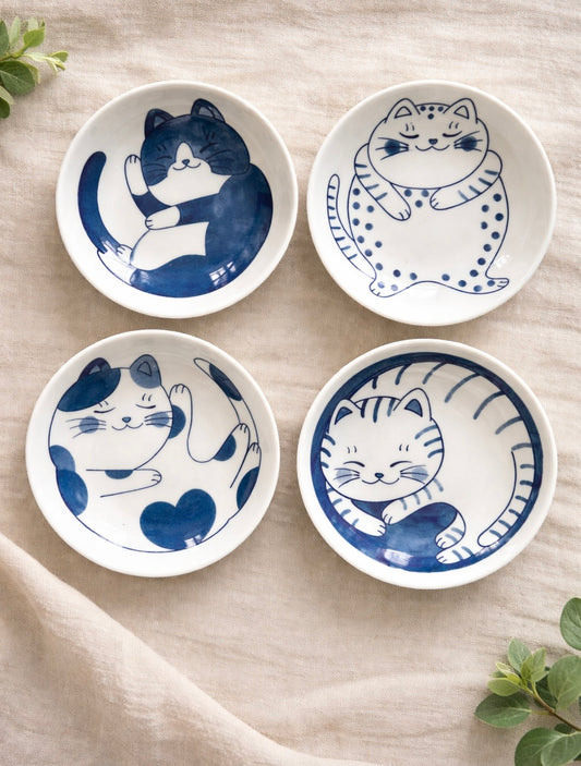 Japanese Style Cat Mini Snack Dishes– Set of 4