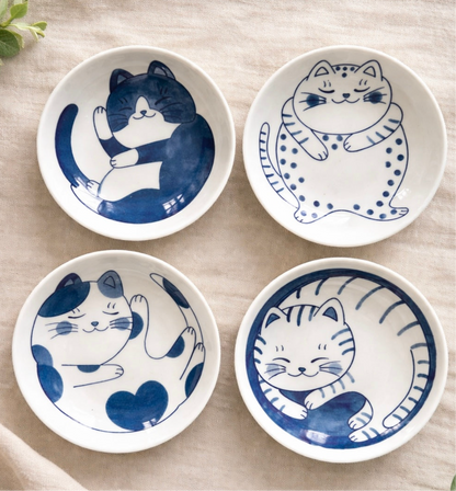 Japanese Style Cat Mini Snack Dishes– Set of 4