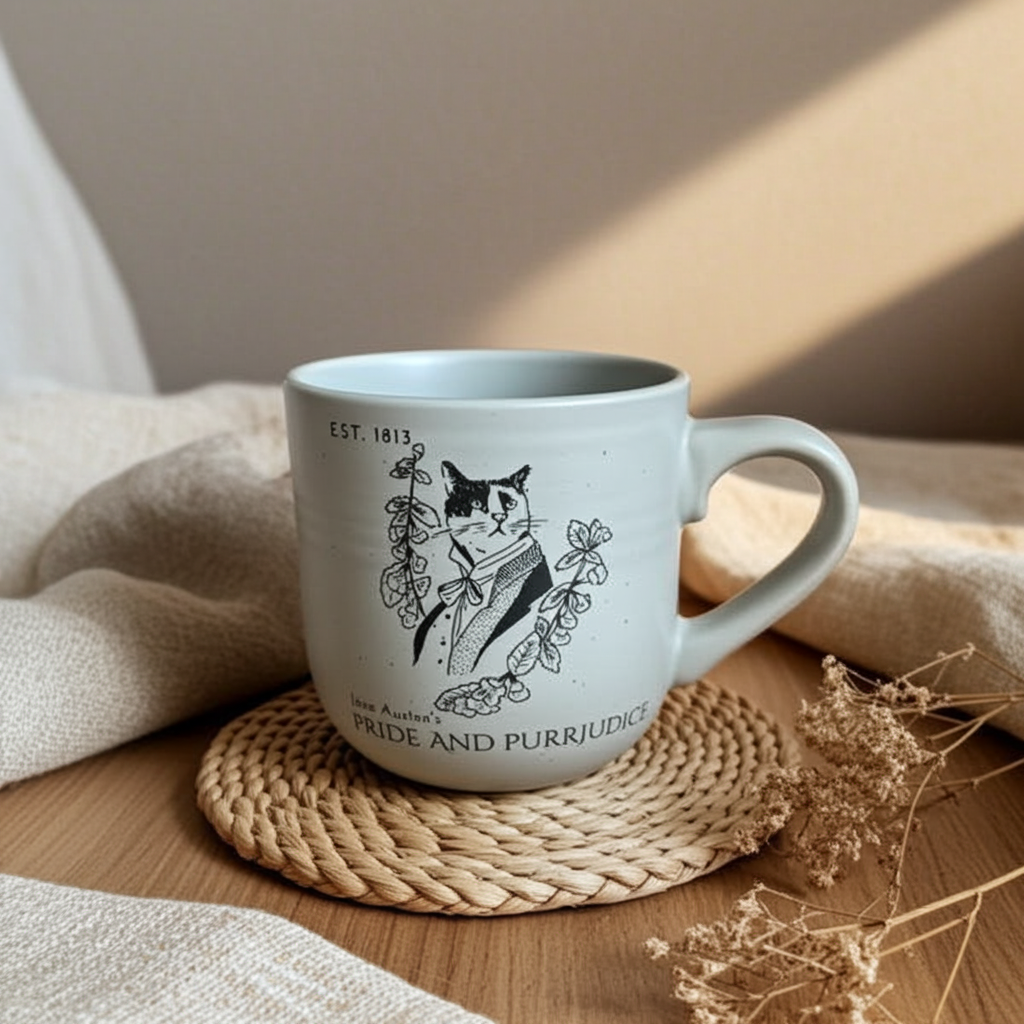Mr Darcy “Pride and Purrjudice” Cat Mug | Stoneware 360 ml
