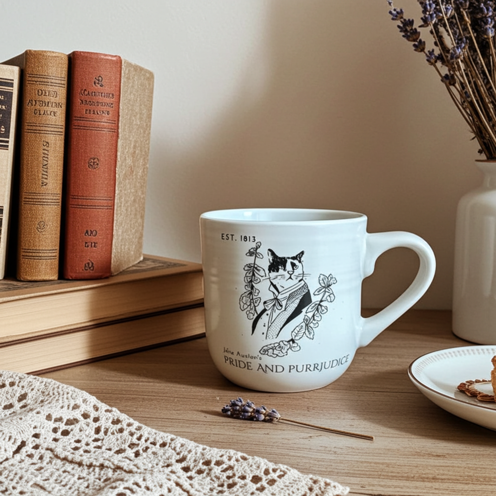 Mr Darcy “Pride and Purrjudice” Cat Mug | Stoneware 360 ml