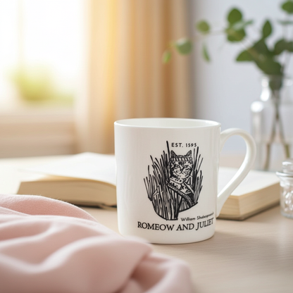 Romeow and Juliet Cat Mug | Shakespeare Bone China 375 ml