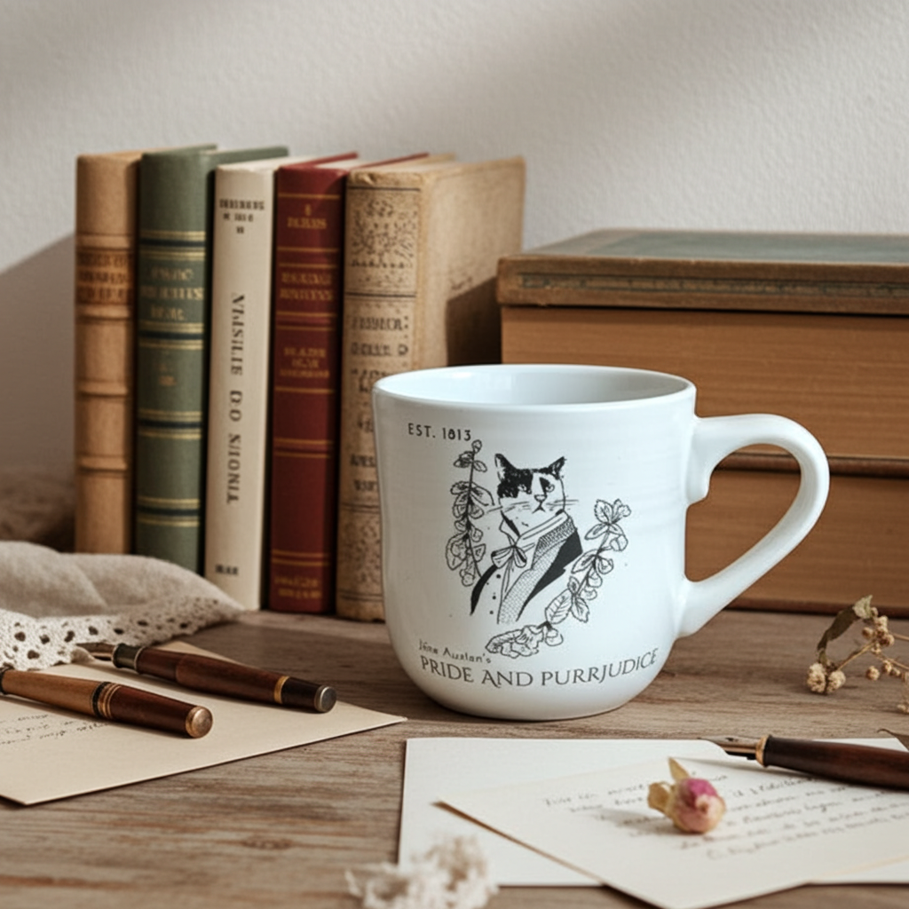 Mr Darcy “Pride and Purrjudice” Cat Mug | Stoneware 360 ml
