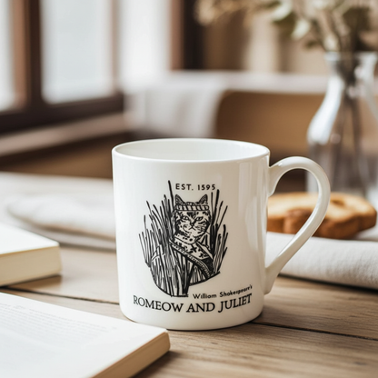 Romeow and Juliet Cat Mug | Shakespeare Bone China 375 ml